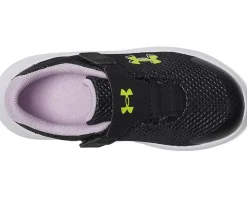 Under Armour Kids Shoes<Surge 4 Alternate Closure (Toddler) Black/Purple Ace/High-Vis Yellow