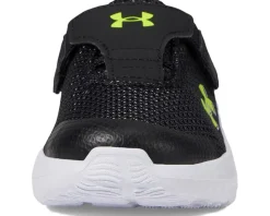 Under Armour Kids Shoes<Surge 4 Alternate Closure (Toddler) Black/Purple Ace/High-Vis Yellow