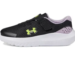 Under Armour Kids Shoes<Surge 4 Alternate Closure (Toddler) Black/Purple Ace/High-Vis Yellow