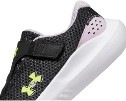 Under Armour Kids Shoes<Surge 4 Alternate Closure (Toddler) Black/Purple Ace/High-Vis Yellow