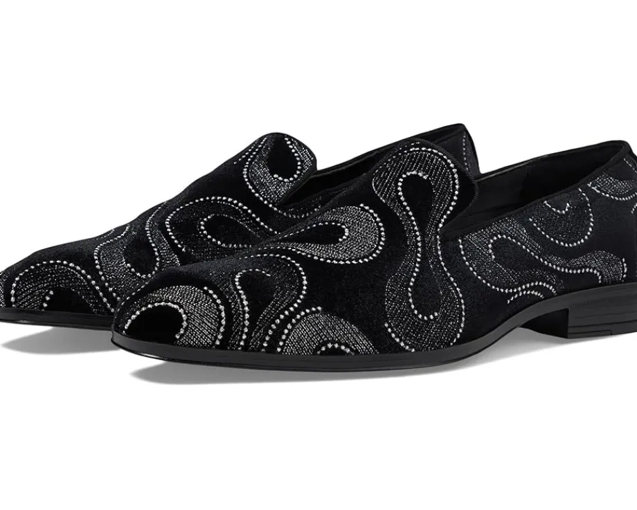 Stacy Adams Swainson Embroidered Slip-On Loafer Black/Silver Online