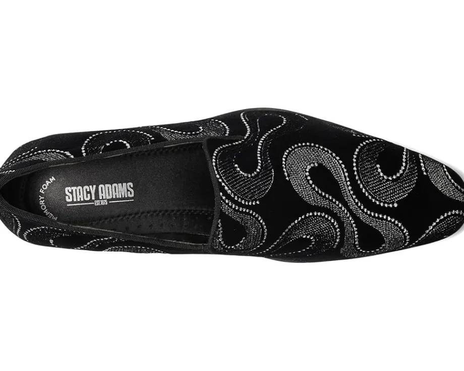 Stacy Adams Swainson Embroidered Slip-On Loafer Black/Silver Online