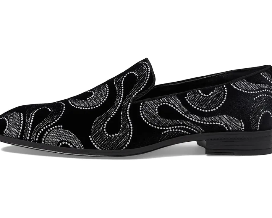 Stacy Adams Swainson Embroidered Slip-On Loafer Black/Silver Online