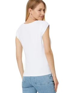 Women Michael Stars Tati V-Neck Power Shoulder Top