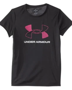 Under Armour Kids Clothing<Tech Big Logo Short Sleeve T-Shirt (Big Kids) Black/Rebel Pink