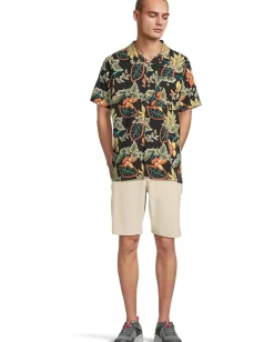Activewear|Columbia Tech Trail Utility Printed Woven Short Sleeve Black Pasteled