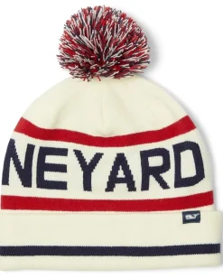 Vineyard Vines Accessories|Hats<Text Logo Pom Beanie Marshmallow