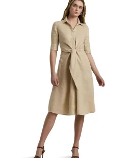 Dresses|Dresses|Lauren Ralph Lauren Tie-Front Linen Shirtdress Explorer Sand