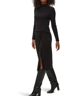Women Michael Stars Tish Mock Neck Midi Dress w/ Slit
