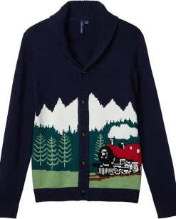Janie and Jack Clothing<Train Intarsia Cardigan (Toddler/Little Kids/Big Kids) Multicolor