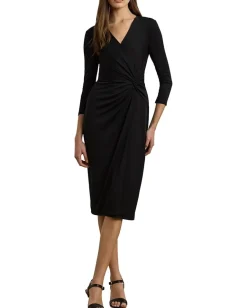 Dresses|Dresses|Lauren Ralph Lauren Twist-Front Jersey Surplice Dress Black