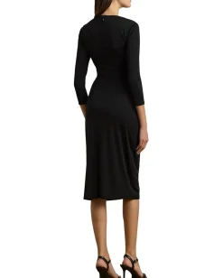 Dresses|Dresses|Lauren Ralph Lauren Twist-Front Jersey Surplice Dress Black