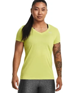 Activewear|Shirts & Tops|Under Armour UA Tech™ Twist V-Neck Lime Yellow/White/Metallic Silver