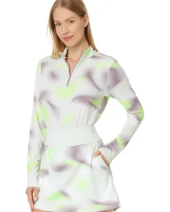 Women adidas Golf Ultimate365 Printed Mock Quarter Zip Golf Pullover