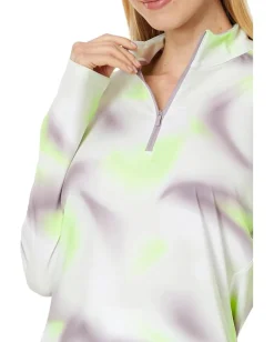 Women adidas Golf Ultimate365 Printed Mock Quarter Zip Golf Pullover