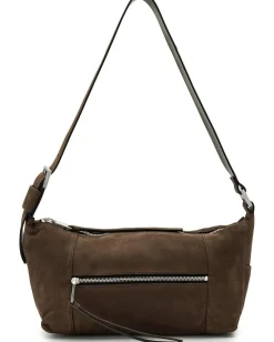 AllSaints Vega Suede Shoulder Bag Fango Brown Clearance