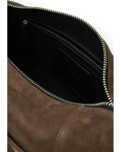 AllSaints Vega Suede Shoulder Bag Fango Brown Clearance