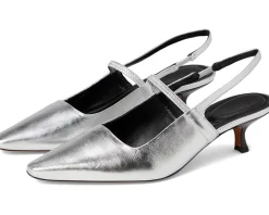Vince Heels|Heels<Venice Kitten Slingbacks Silver Leather
