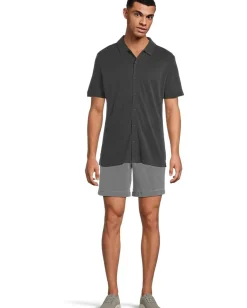Activewear|Johnston & Murphy Vintage Birdseye Short Sleeve Button Down Black