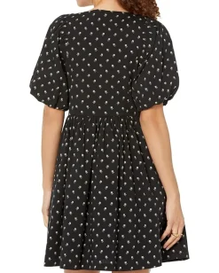 Women Madewell V-Neck Puff-Sleeve Mini Dress in Floral Ikat