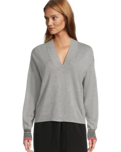 Sweaters|Lilla P V-Neck Pullover Sweater Heather Grey