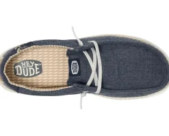 Hey Dude Kids Shoes<Wally Break Brushed Linen (Little Kid/Big Kid) Navy
