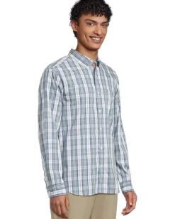Activewear|Vineyard Vines Washashore Plaid Perfect Wash Poplin Shirt Dune Grass