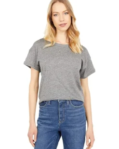 Women Madewell Whisper Cotton Rib-Crewneck Tee