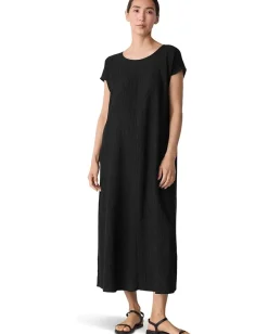 Eileen Fisher Dresses|Dresses<Woven Plisse Round Neck Dress Black