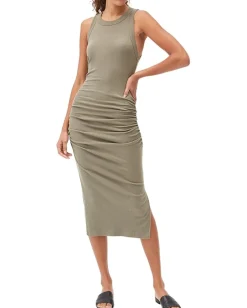 Women Michael Stars Wren Ultra Rib Midi Dress w/Slit