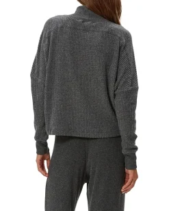 Michael Stars Wynn Mock Neck Long Sleeve Charcoal New