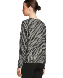 Women Elliott Lauren Zebra Crossing - Printed V-Neck Sweater