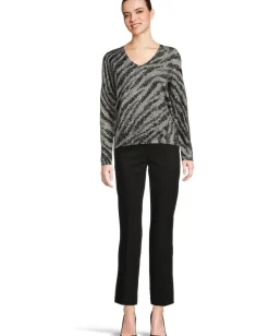 Women Elliott Lauren Zebra Crossing - Printed V-Neck Sweater